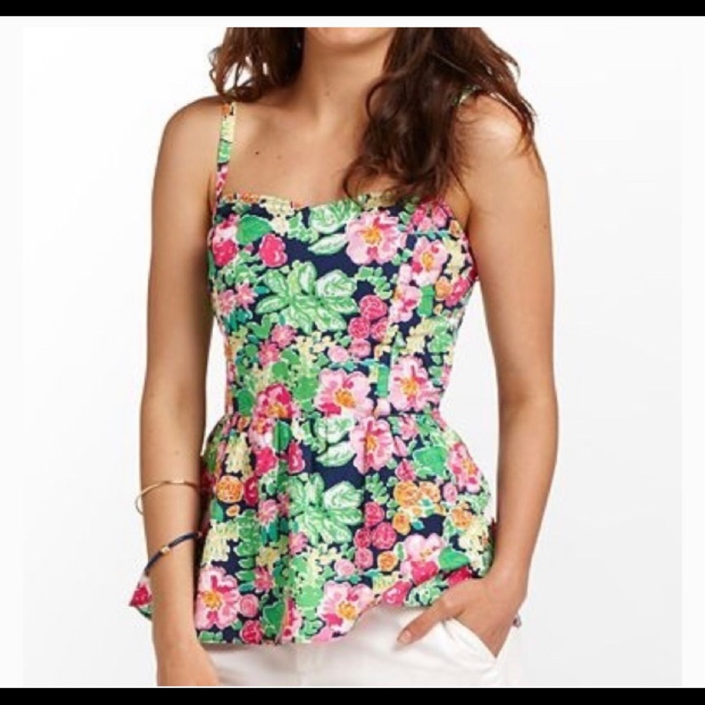 {Lilly Pulitzer} Gardenia peplum top in Getaway Garden. - Picture 3 of 7